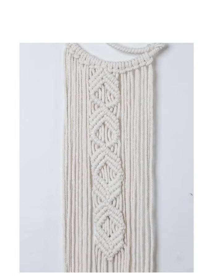 HMK CRAFTS زينة رمضان بوهو مكرمية بتصميم هلال باللون البيج، قطعة واحدة مصنوعة يدويًا لإضافة لمسة ديكور رمضانية أنيقة وطبيعية للمنزل، مناسبة للتعليق أو الطاولة - Image 3